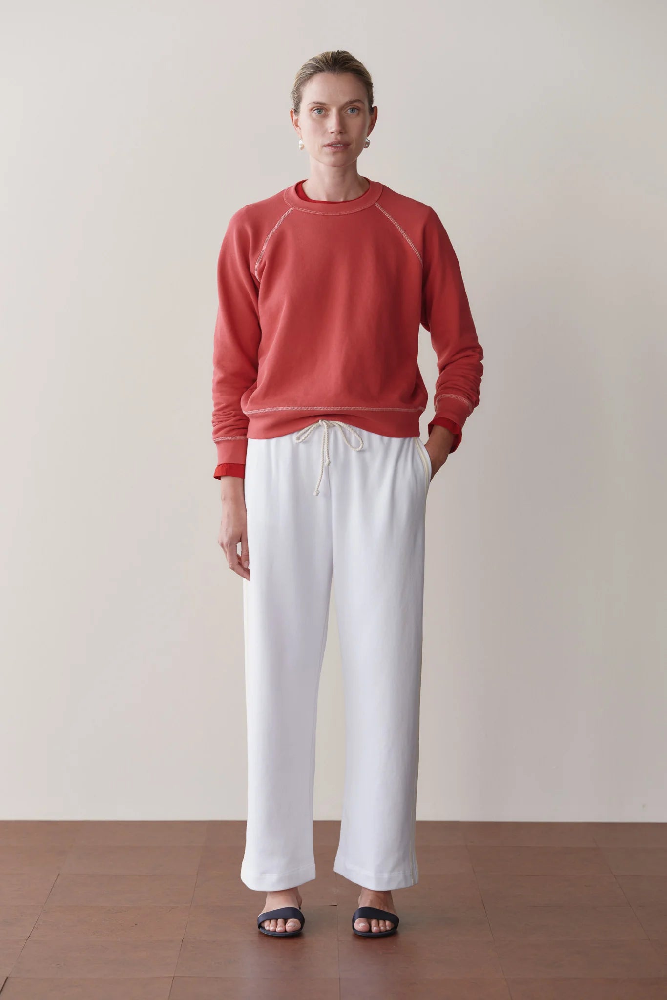 Eco-Terry Stripe Pant, Powder