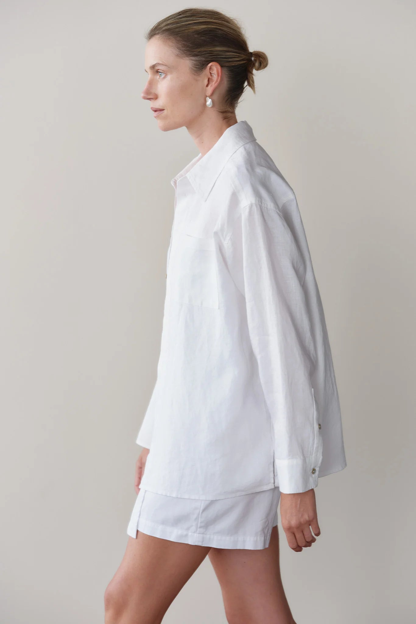 Linen Relaxed Shirt, Powder