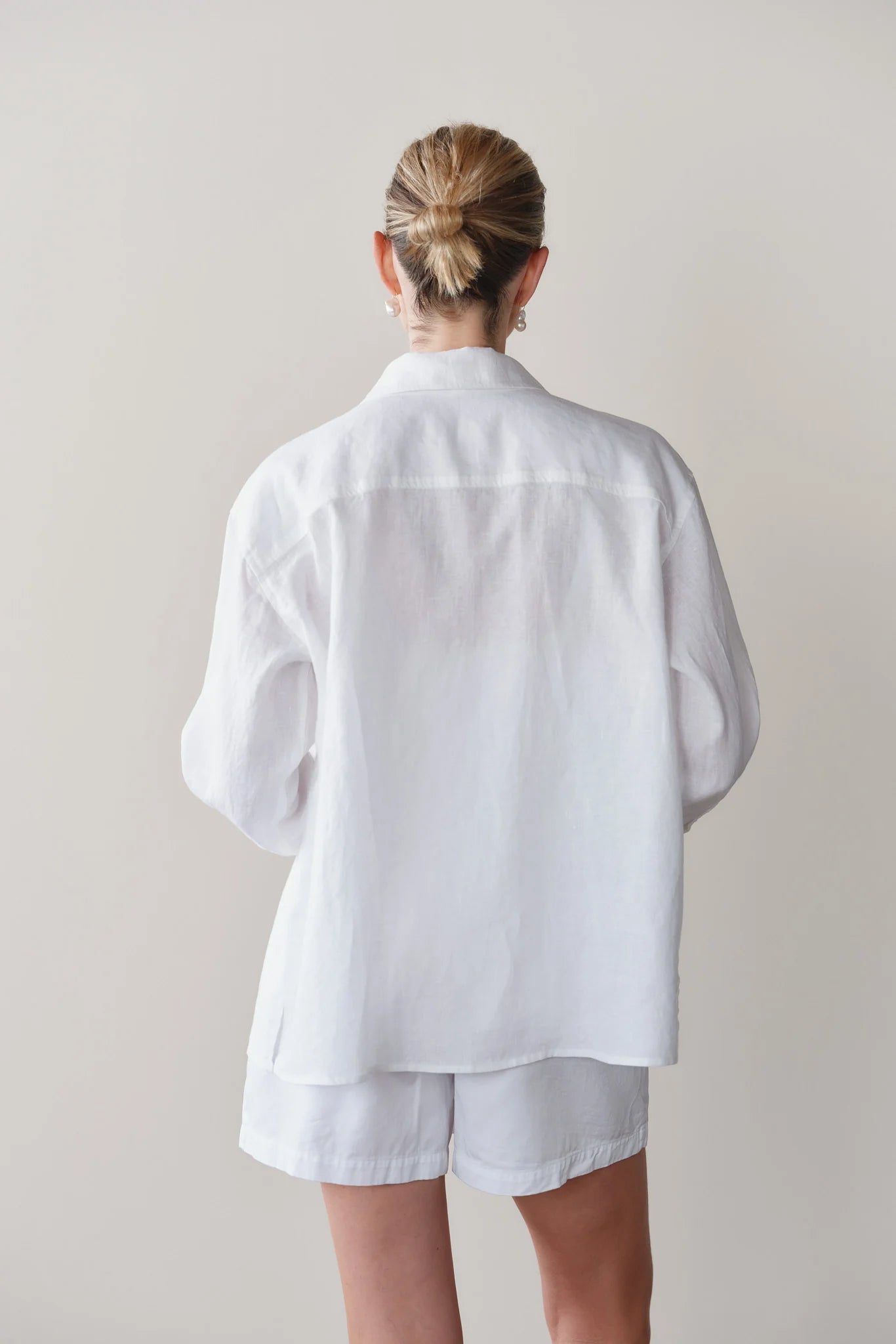 Linen Relaxed Shirt, Powder