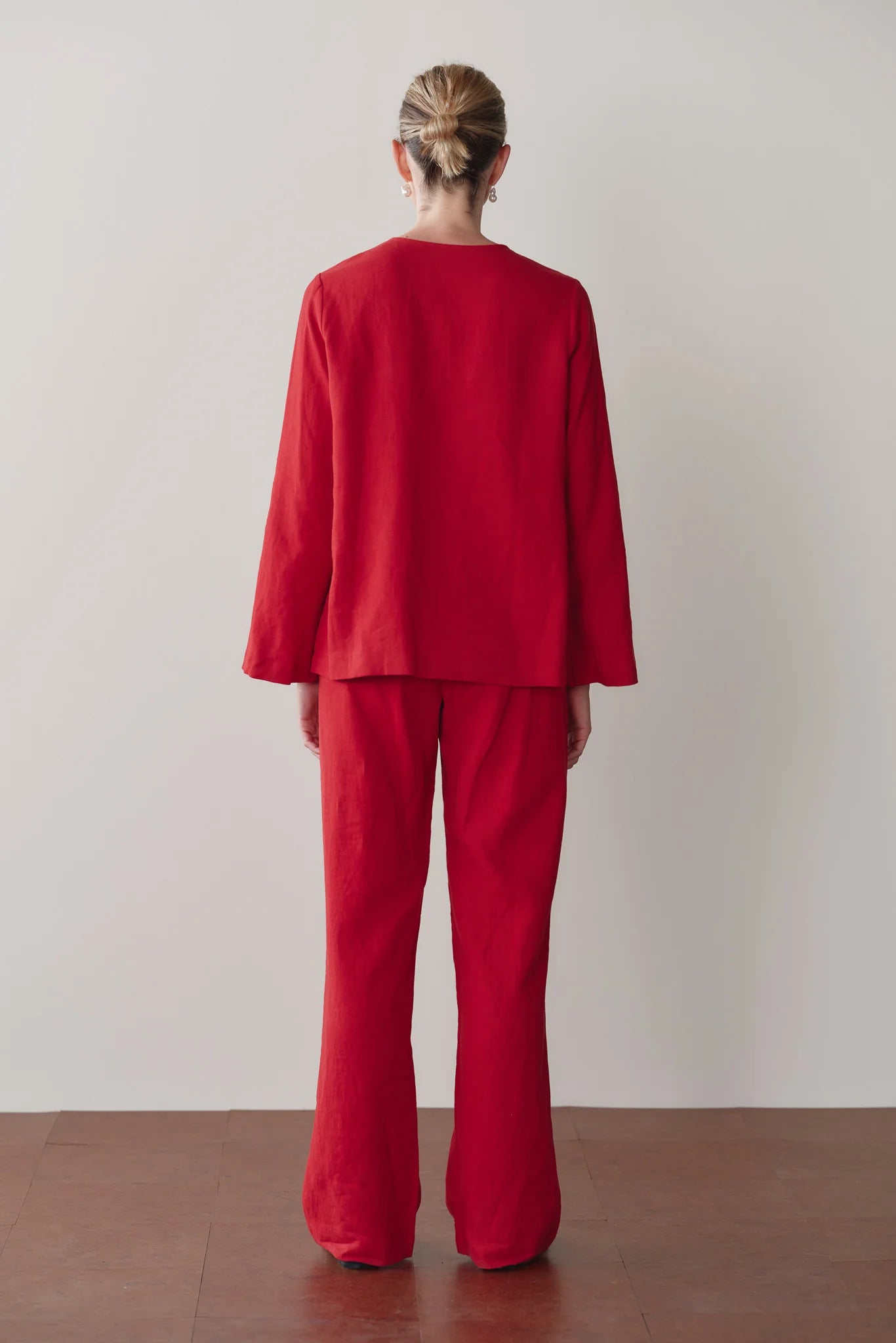 Linen Simple Pant, Bell Pepper