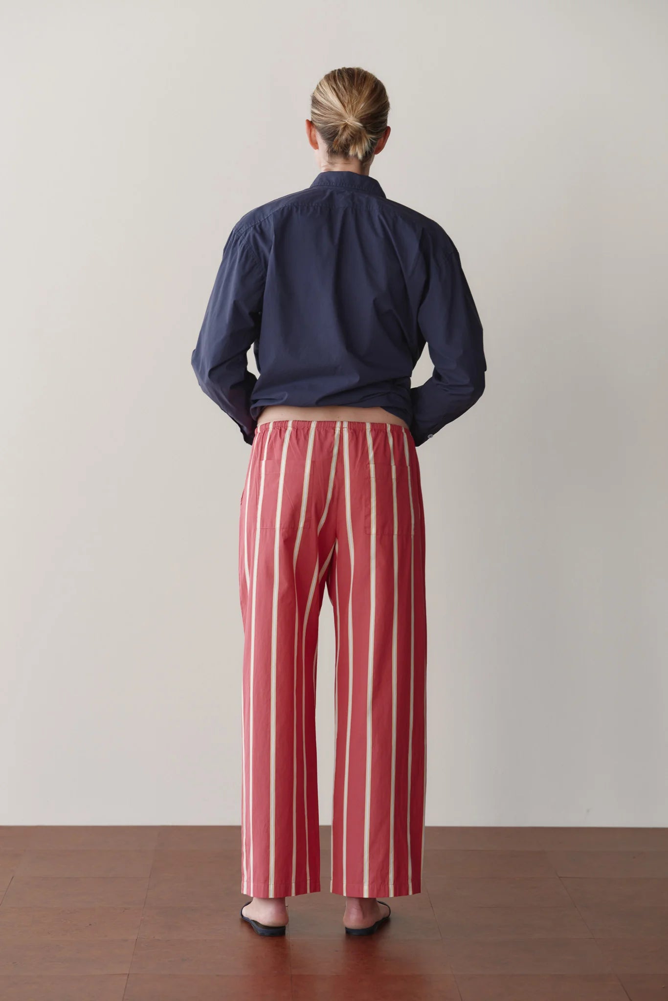 Pop Stripe Drawstring Pant, Raspberry