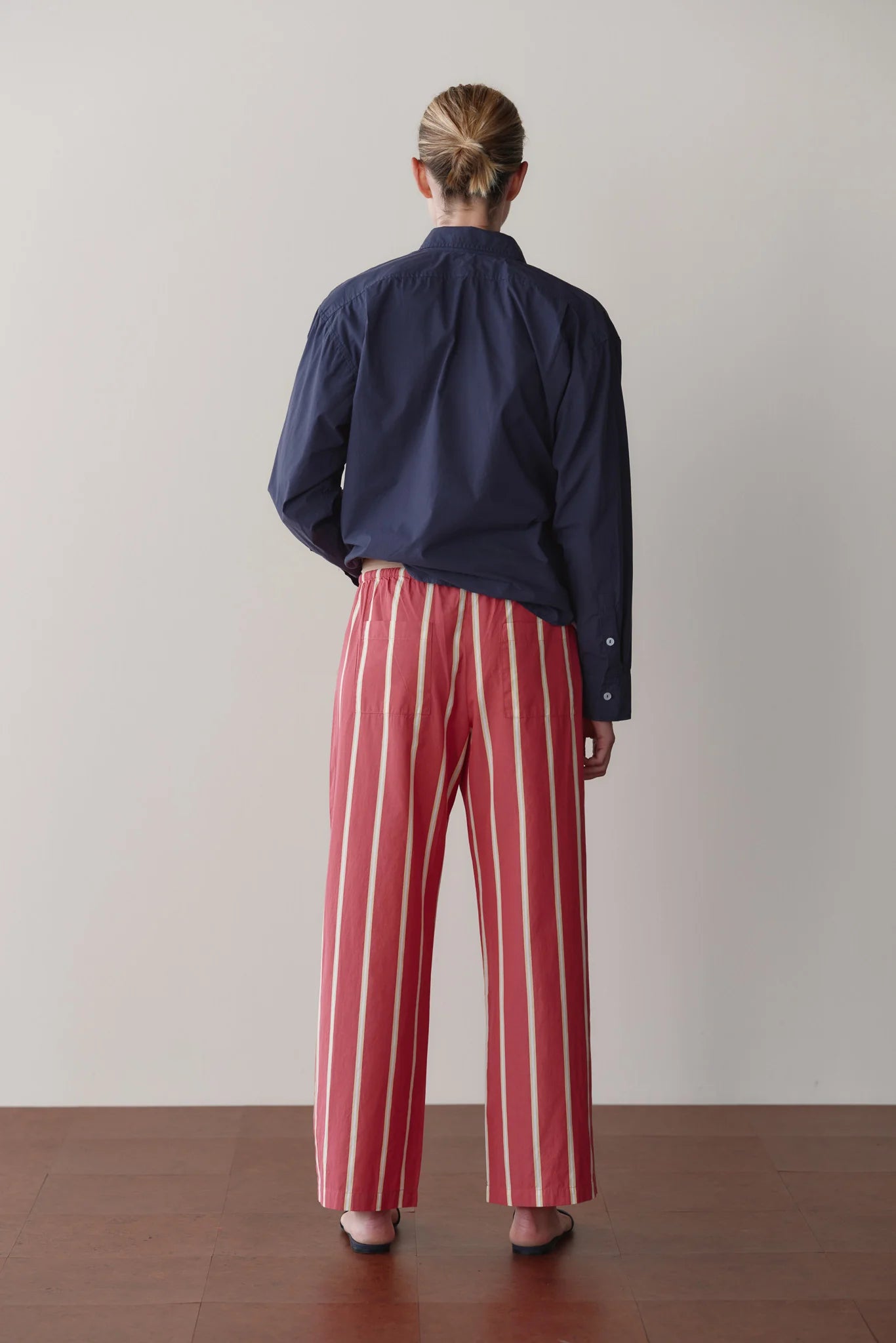Pop Stripe Drawstring Pant, Raspberry