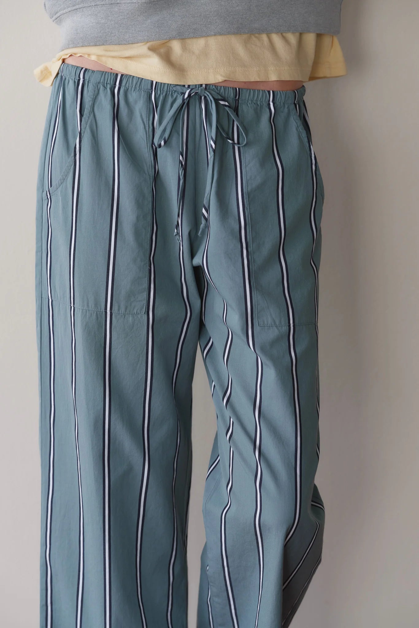 Pop Stripe Drawstring Pant, Sage