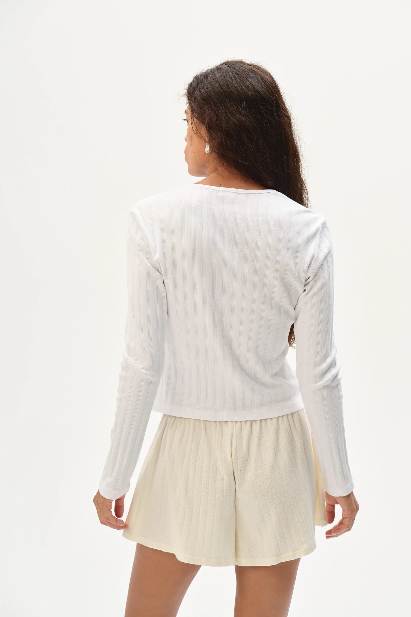 Varied Rib Cardigan, Powder