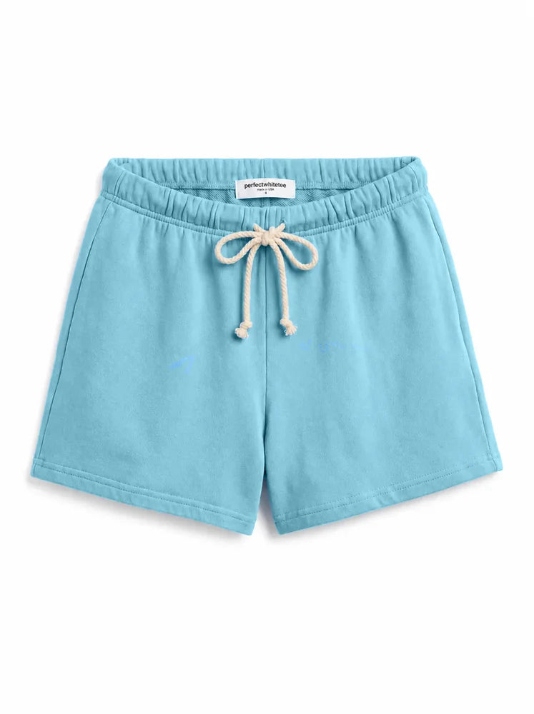 layla sweat short, milky blue