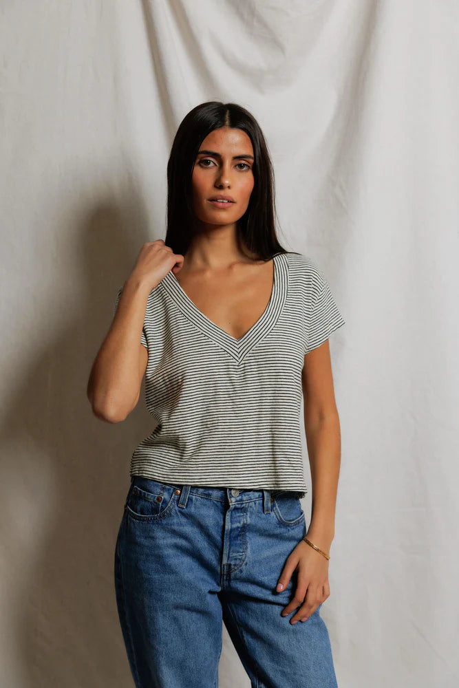 val tee, natural black stripe