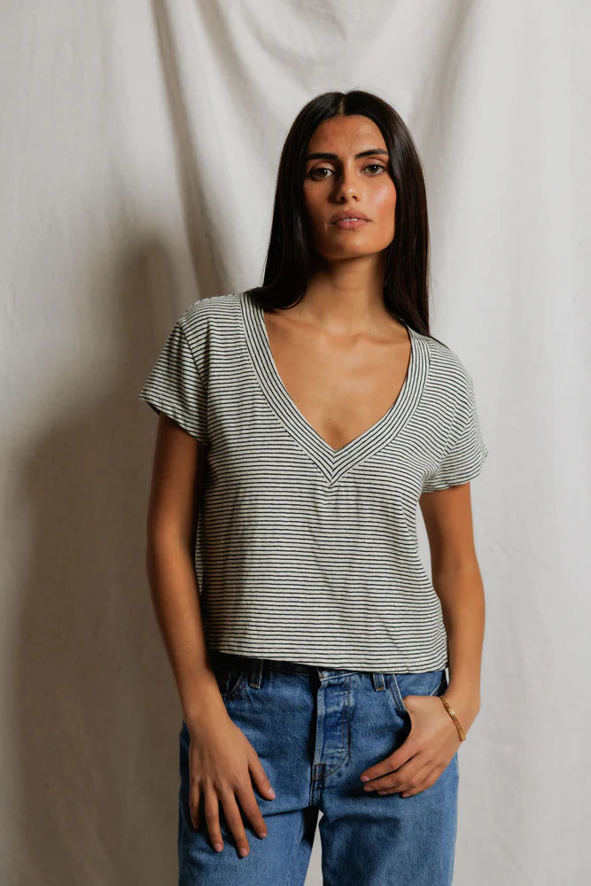 val tee, natural black stripe