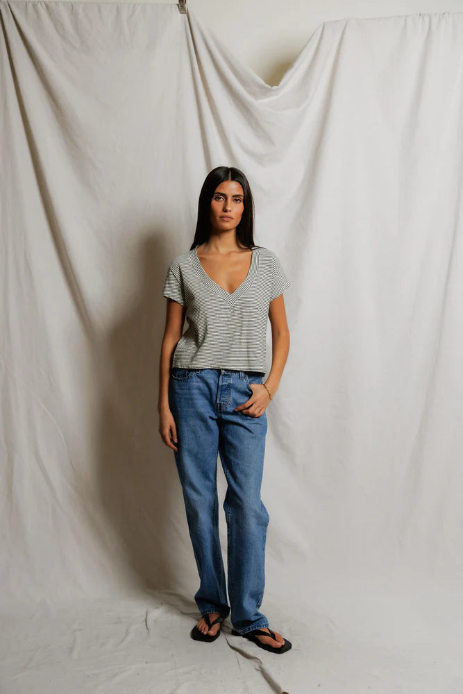 val tee, natural black stripe