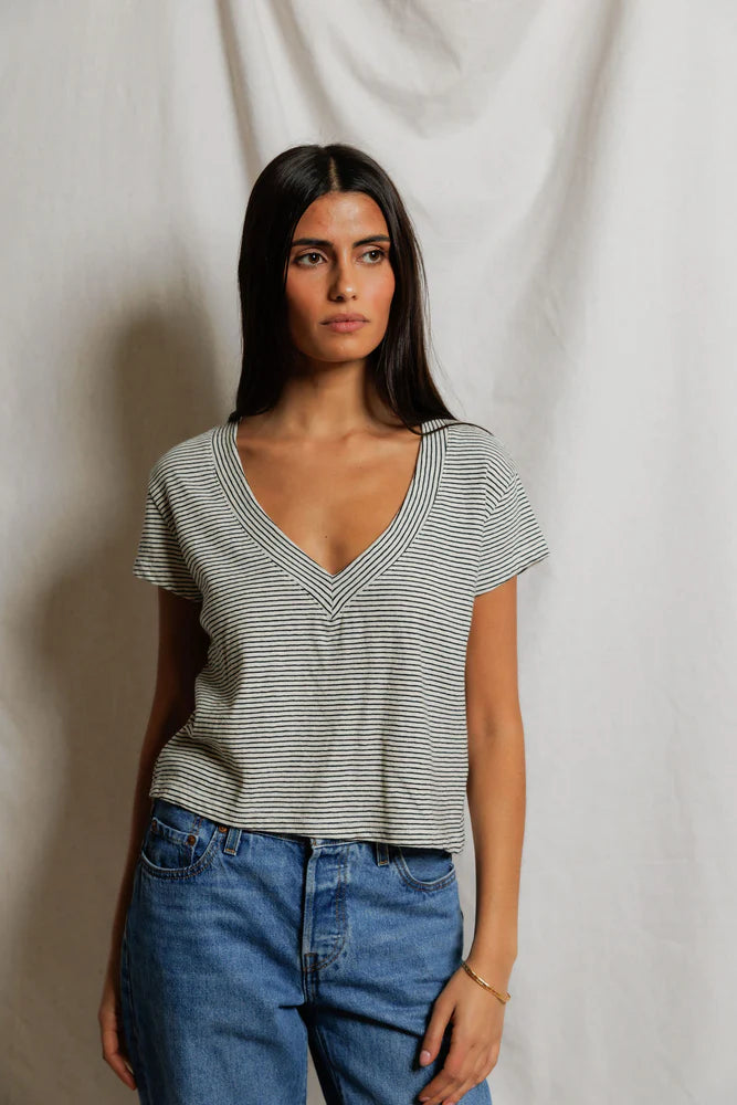 val tee, natural black stripe